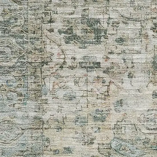 Sage Beige And Teal Oriental Washable Area Rug With UV Protection Photo 2