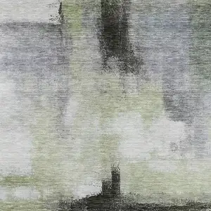 Photo of Sage Black And Gray Abstract Washable Indoor Outdoor Area Rug