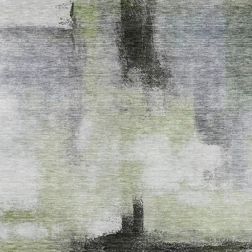 Sage Black And Gray Abstract Washable Indoor Outdoor Area Rug Photo 5