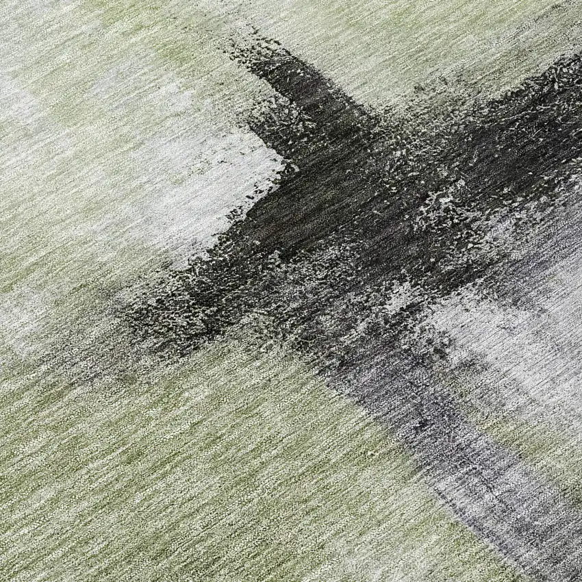 Sage Black And Gray Abstract Washable Indoor Outdoor Area Rug Photo 8