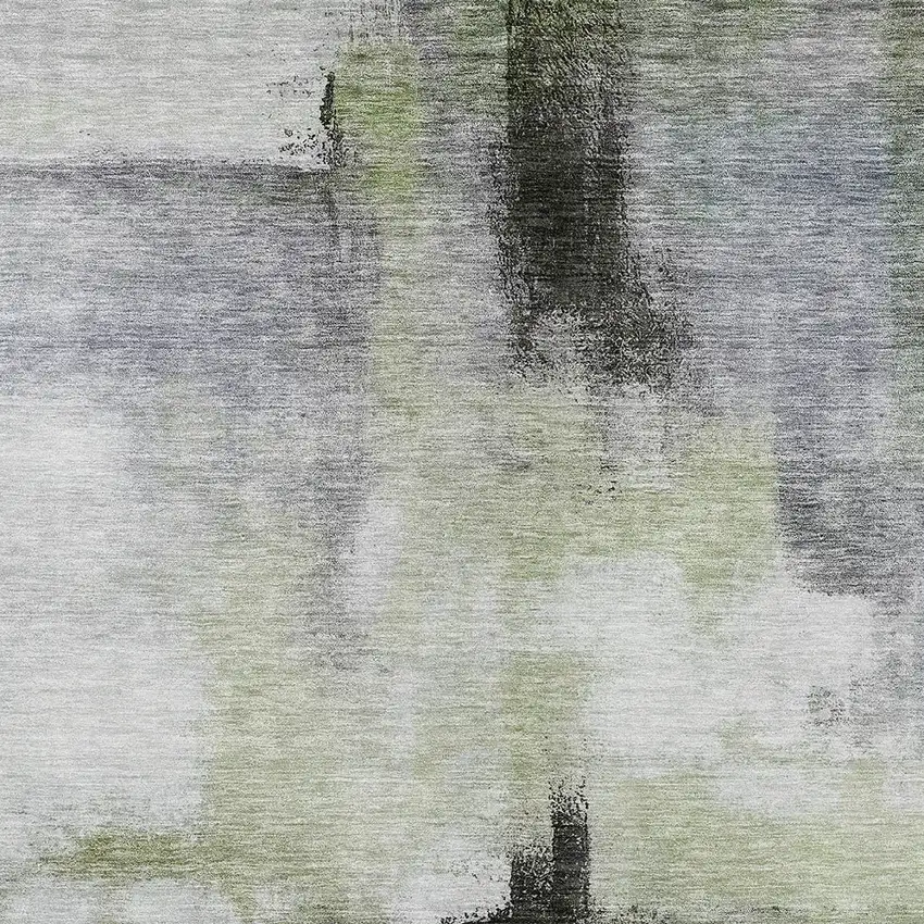 Sage Black And Gray Abstract Washable Indoor Outdoor Area Rug Photo 5