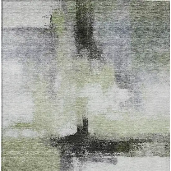 Sage Black And Gray Abstract Washable Indoor Outdoor Area Rug Photo 6
