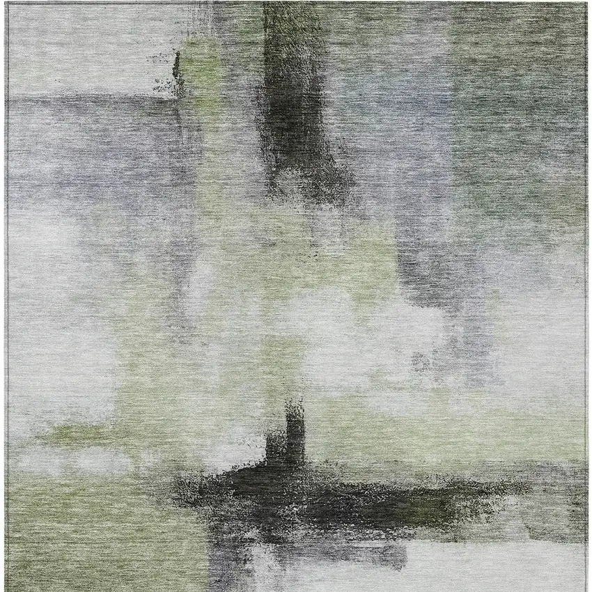 Sage Black And Gray Abstract Washable Indoor Outdoor Area Rug Photo 6