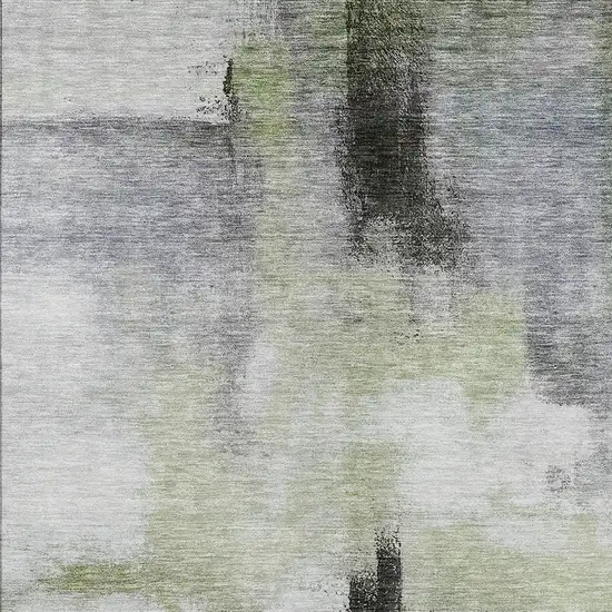 Sage Black And Gray Abstract Washable Indoor Outdoor Area Rug Photo 5