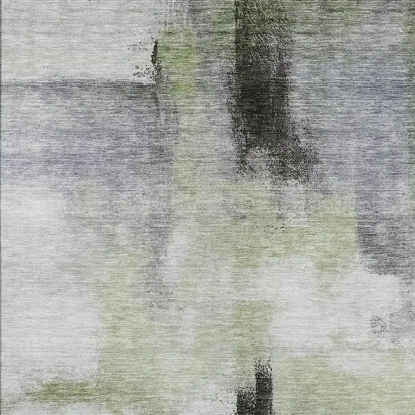 Sage Black And Gray Abstract Washable Indoor Outdoor Area Rug Photo 5