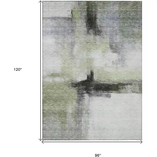 Sage Black And Gray Abstract Washable Indoor Outdoor Area Rug Photo 7