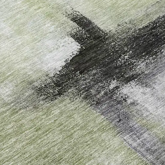 Sage Black And Gray Abstract Washable Indoor Outdoor Area Rug Photo 8