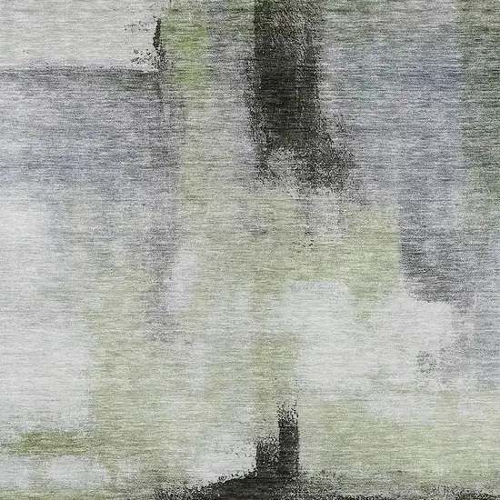Sage Black And Gray Abstract Washable Indoor Outdoor Area Rug Photo 5