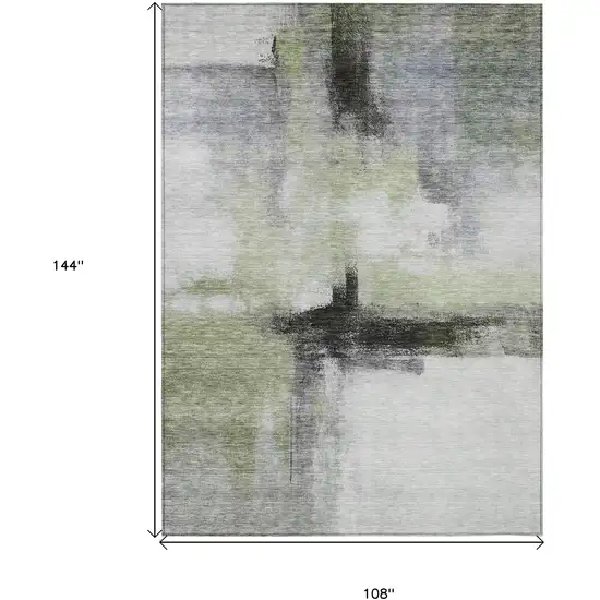 Sage Black And Gray Abstract Washable Indoor Outdoor Area Rug Photo 7