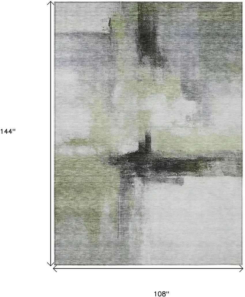 Sage Black And Gray Abstract Washable Indoor Outdoor Area Rug Photo 7