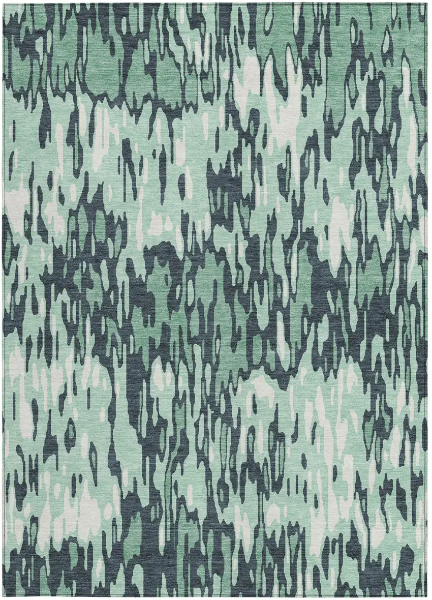 Sage Black And Ivory Striped Washable Indoor Outdoor Area Rug Photo 6