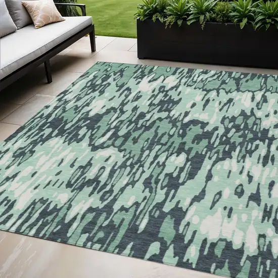 Sage Black And Ivory Striped Washable Indoor Outdoor Area Rug Photo 1