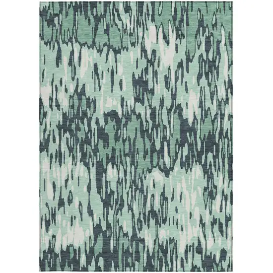 Sage Black And Ivory Striped Washable Indoor Outdoor Area Rug Photo 6