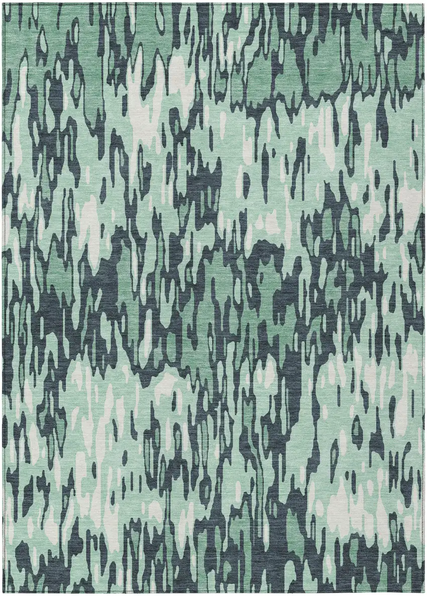 Sage Black And Ivory Striped Washable Indoor Outdoor Area Rug Photo 2