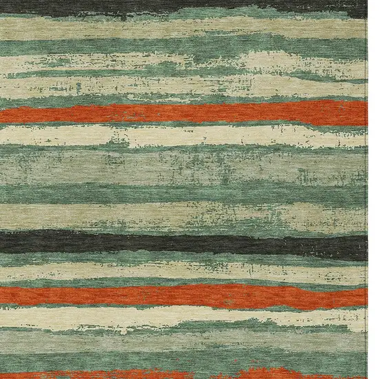 Sage Black And Red Striped Washable Indoor Outdoor Area Rug Photo 4