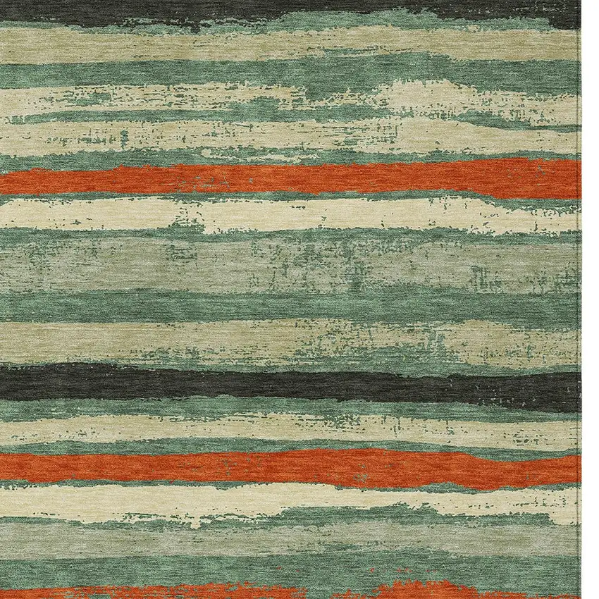 Sage Black And Red Striped Washable Indoor Outdoor Area Rug Photo 4