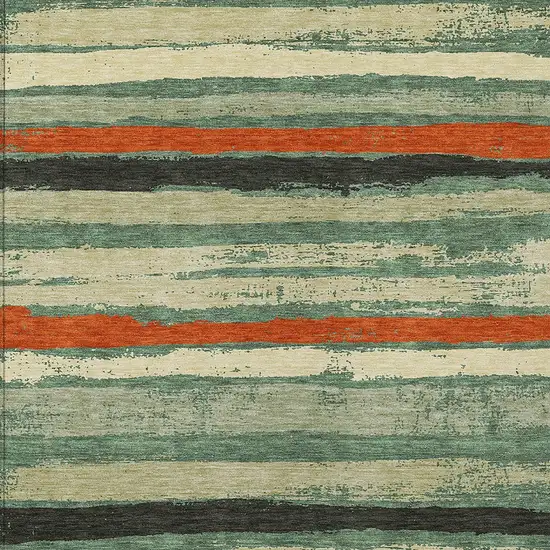 Sage Black And Red Striped Washable Indoor Outdoor Area Rug Photo 7