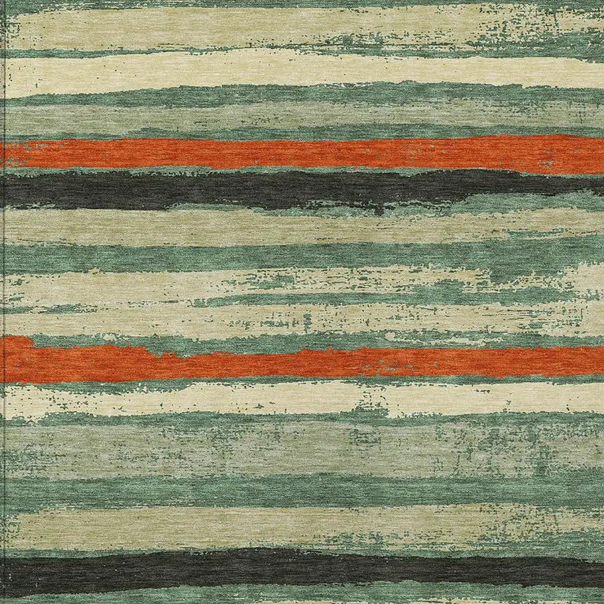 Sage Black And Red Striped Washable Indoor Outdoor Area Rug Photo 7