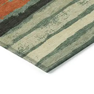 Photo of Sage Black And Red Striped Washable Indoor Outdoor Area Rug