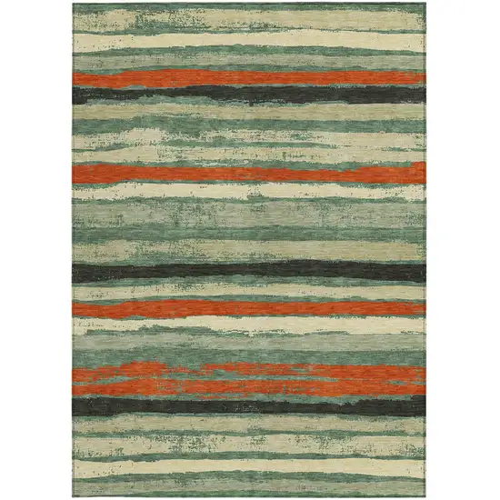 Sage Black And Red Striped Washable Indoor Outdoor Area Rug Photo 7