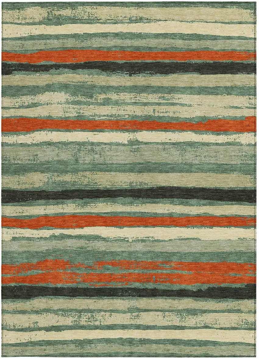 Sage Black And Red Striped Washable Indoor Outdoor Area Rug Photo 7