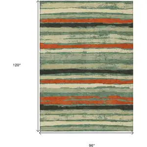 Photo of Sage Black And Red Striped Washable Indoor Outdoor Area Rug