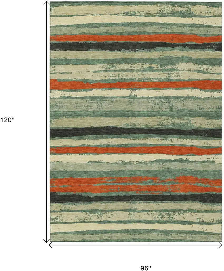 Sage Black And Red Striped Washable Indoor Outdoor Area Rug Photo 3