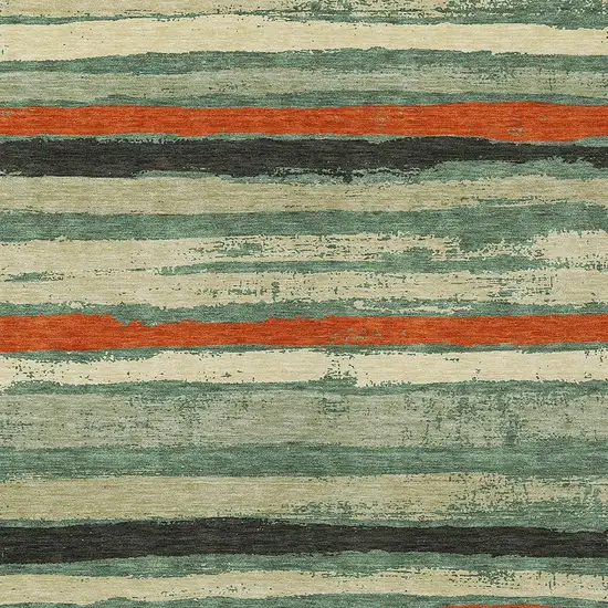 Sage Black And Red Striped Washable Indoor Outdoor Area Rug Photo 7