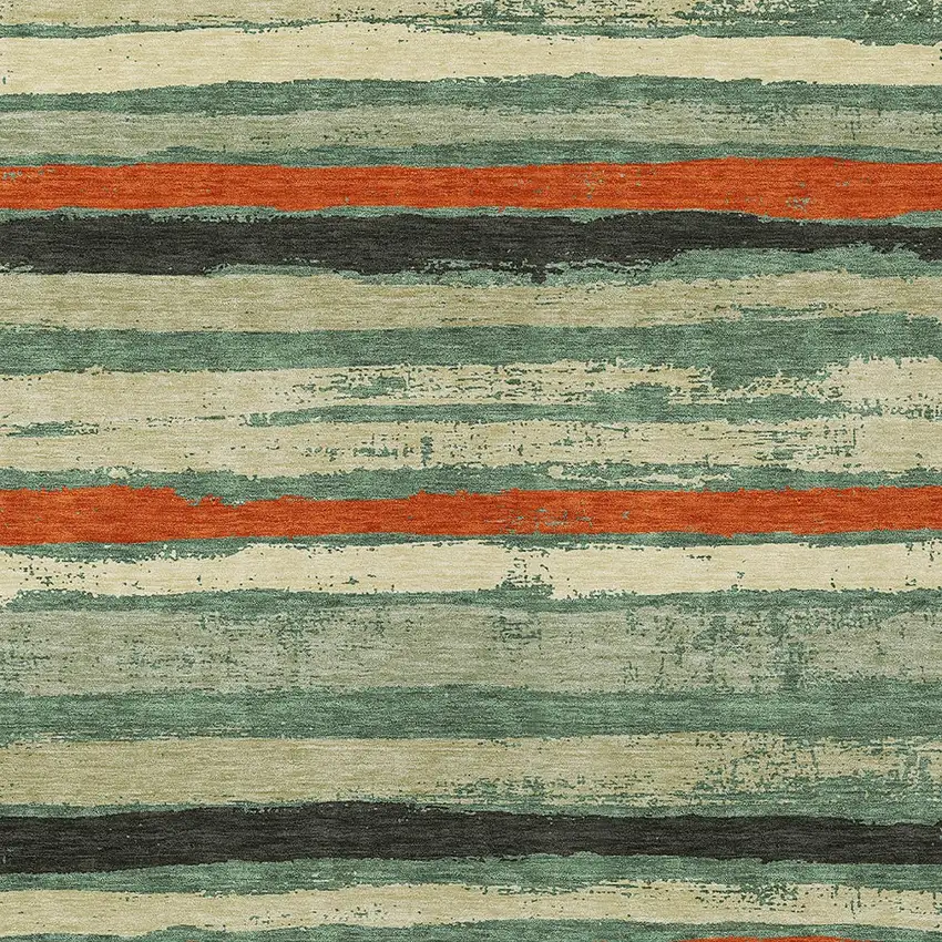 Sage Black And Red Striped Washable Indoor Outdoor Area Rug Photo 7