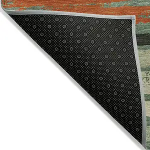 Photo of Sage Black And Red Striped Washable Indoor Outdoor Area Rug