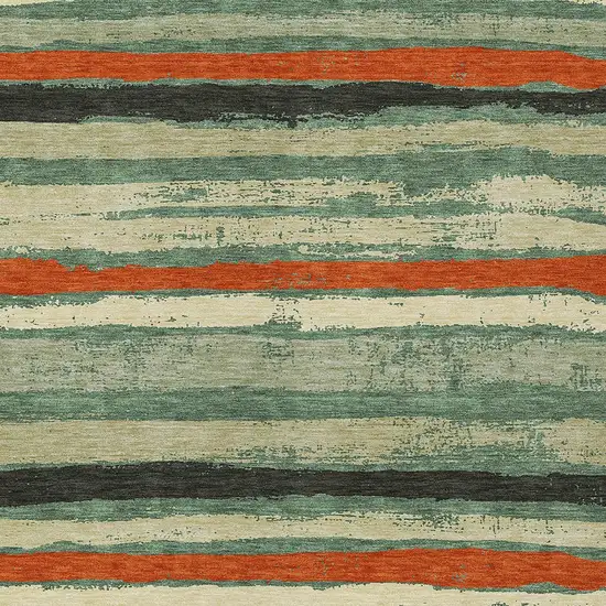 Sage Black And Red Striped Washable Indoor Outdoor Area Rug Photo 7