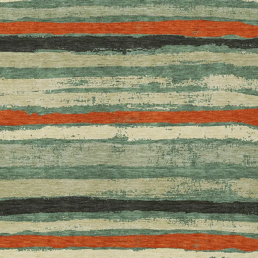 Sage Black And Red Striped Washable Indoor Outdoor Area Rug Photo 7