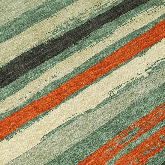 Sage Black And Red Striped Washable Indoor Outdoor Area Rug Photo 6