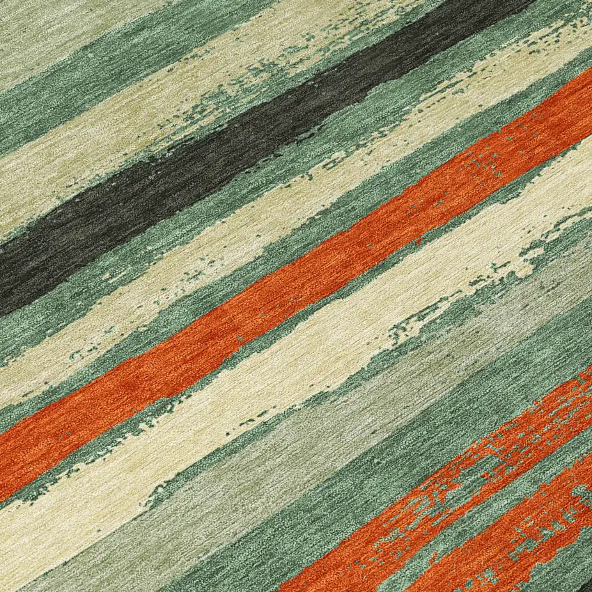 Sage Black And Red Striped Washable Indoor Outdoor Area Rug Photo 6