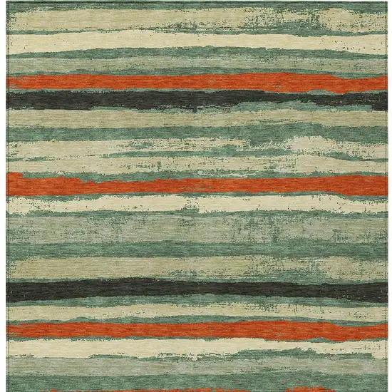 Sage Black And Red Striped Washable Indoor Outdoor Area Rug Photo 8