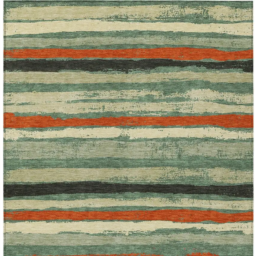 Sage Black And Red Striped Washable Indoor Outdoor Area Rug Photo 8