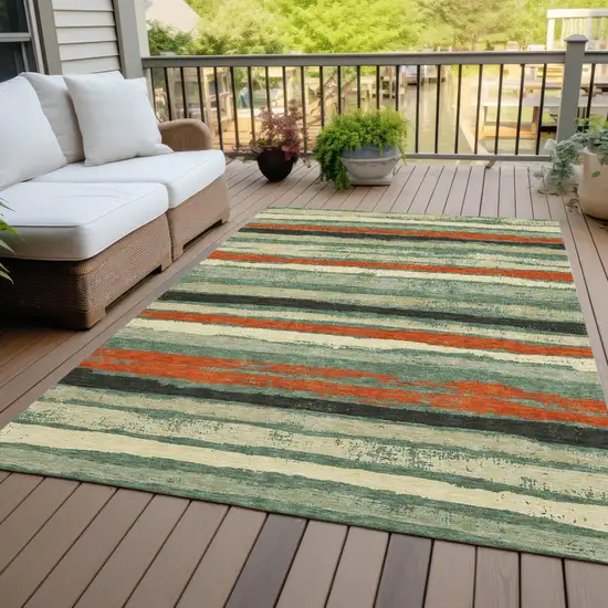 Sage Black And Red Striped Washable Indoor Outdoor Area Rug Photo 9