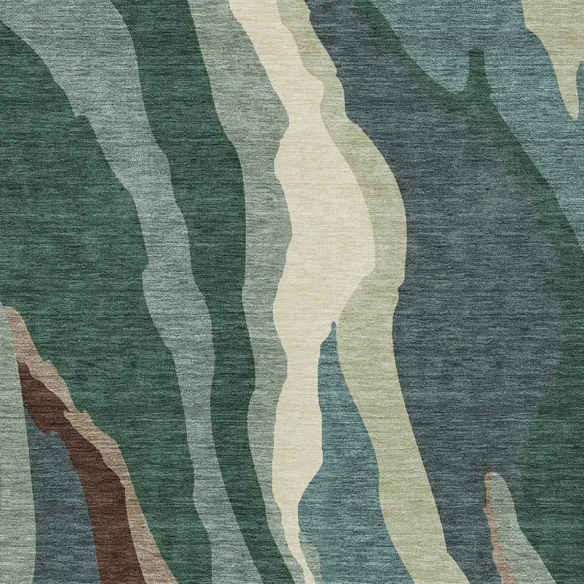 Sage Brown And Beige Abstract Washable Indoor Outdoor Area Rug Photo 6