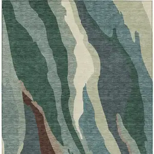 Photo of Sage Brown And Beige Abstract Washable Indoor Outdoor Area Rug
