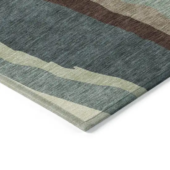 Sage Brown And Beige Abstract Washable Indoor Outdoor Area Rug Photo 3