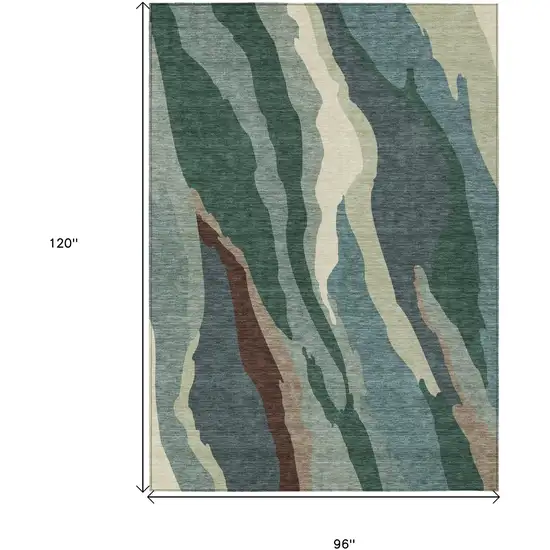 Sage Brown And Beige Abstract Washable Indoor Outdoor Area Rug Photo 8