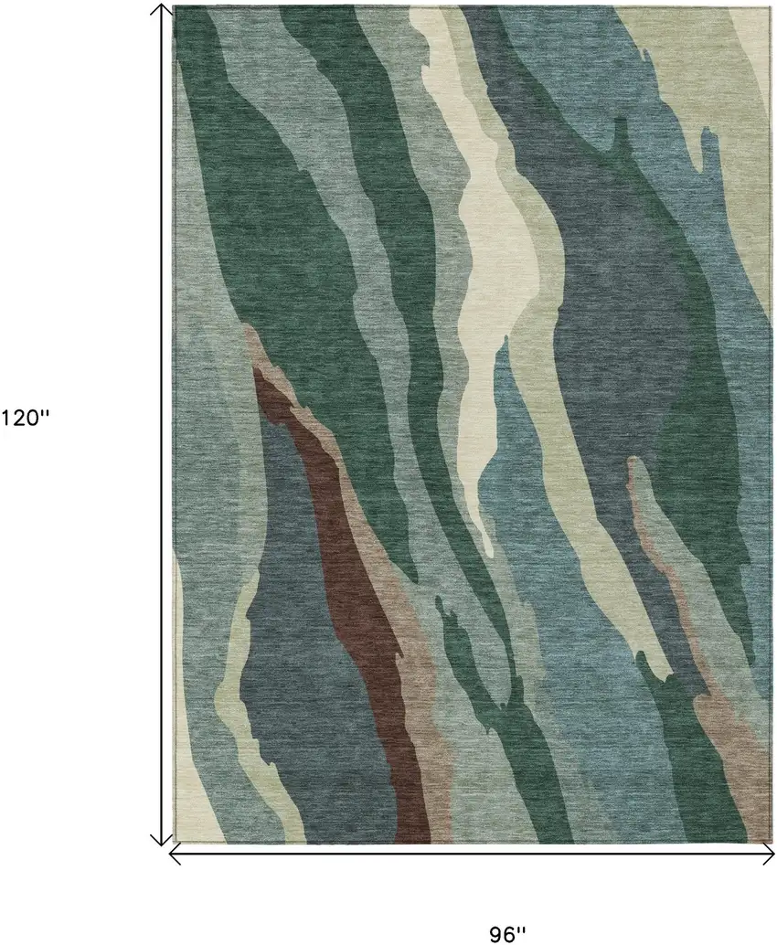 Sage Brown And Beige Abstract Washable Indoor Outdoor Area Rug Photo 8
