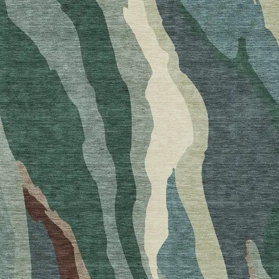 Sage Brown And Beige Abstract Washable Indoor Outdoor Area Rug Photo 5