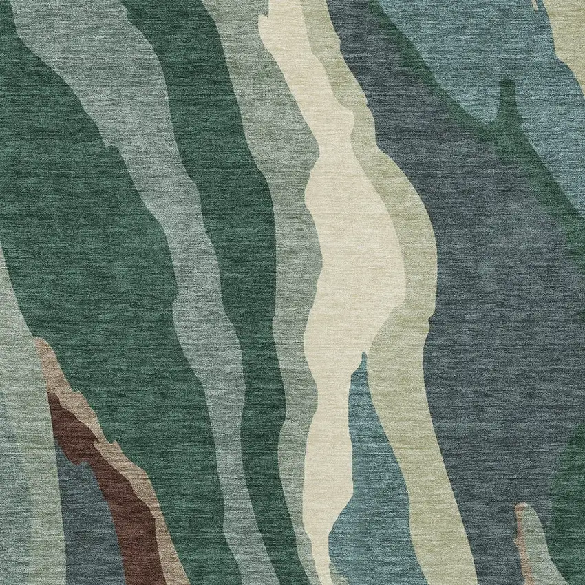 Sage Brown And Beige Abstract Washable Indoor Outdoor Area Rug Photo 5