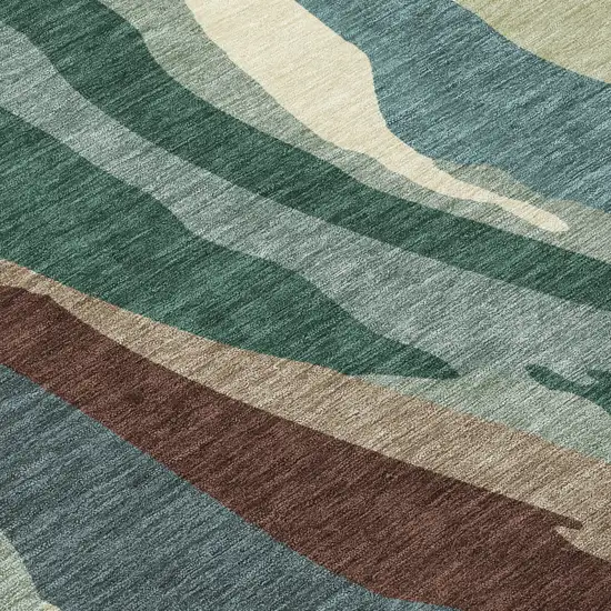 Sage Brown And Beige Abstract Washable Indoor Outdoor Area Rug Photo 5