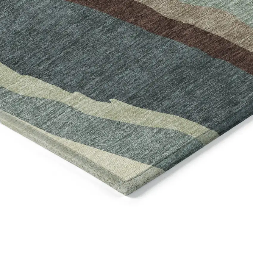 Sage Brown And Beige Abstract Washable Indoor Outdoor Area Rug Photo 4