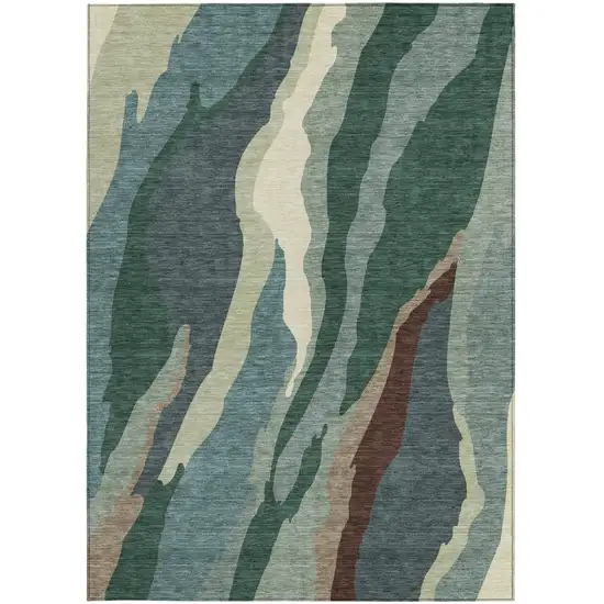 Sage Brown And Beige Abstract Washable Indoor Outdoor Area Rug Photo 7