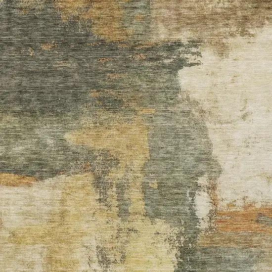 Sage Brown And Beige Abstract Washable Indoor Outdoor Area Rug Photo 5