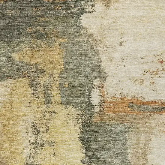 Sage Brown And Beige Abstract Washable Indoor Outdoor Area Rug Photo 5