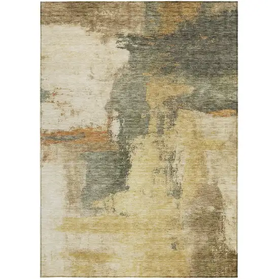 Sage Brown And Beige Abstract Washable Indoor Outdoor Area Rug Photo 6